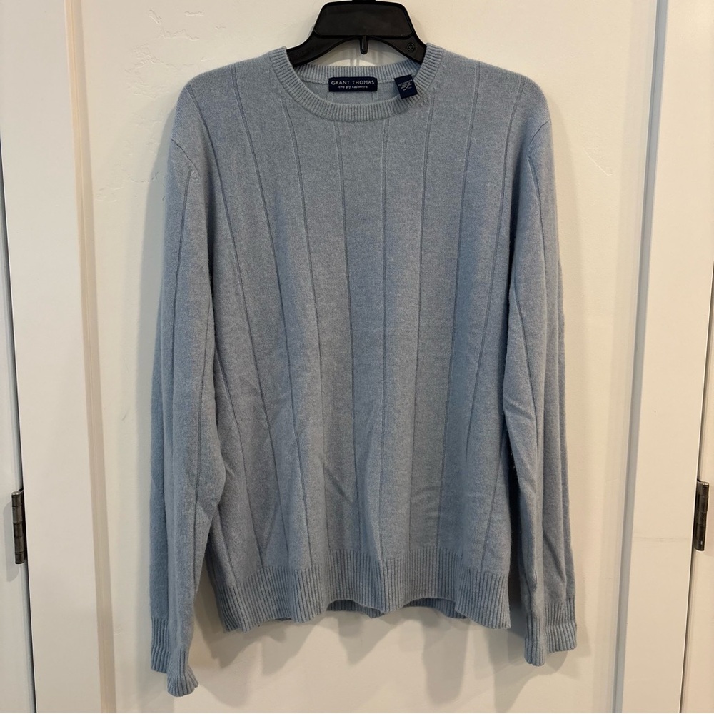 Grant Thomas 100% two ply cashmere light blue sweater size M